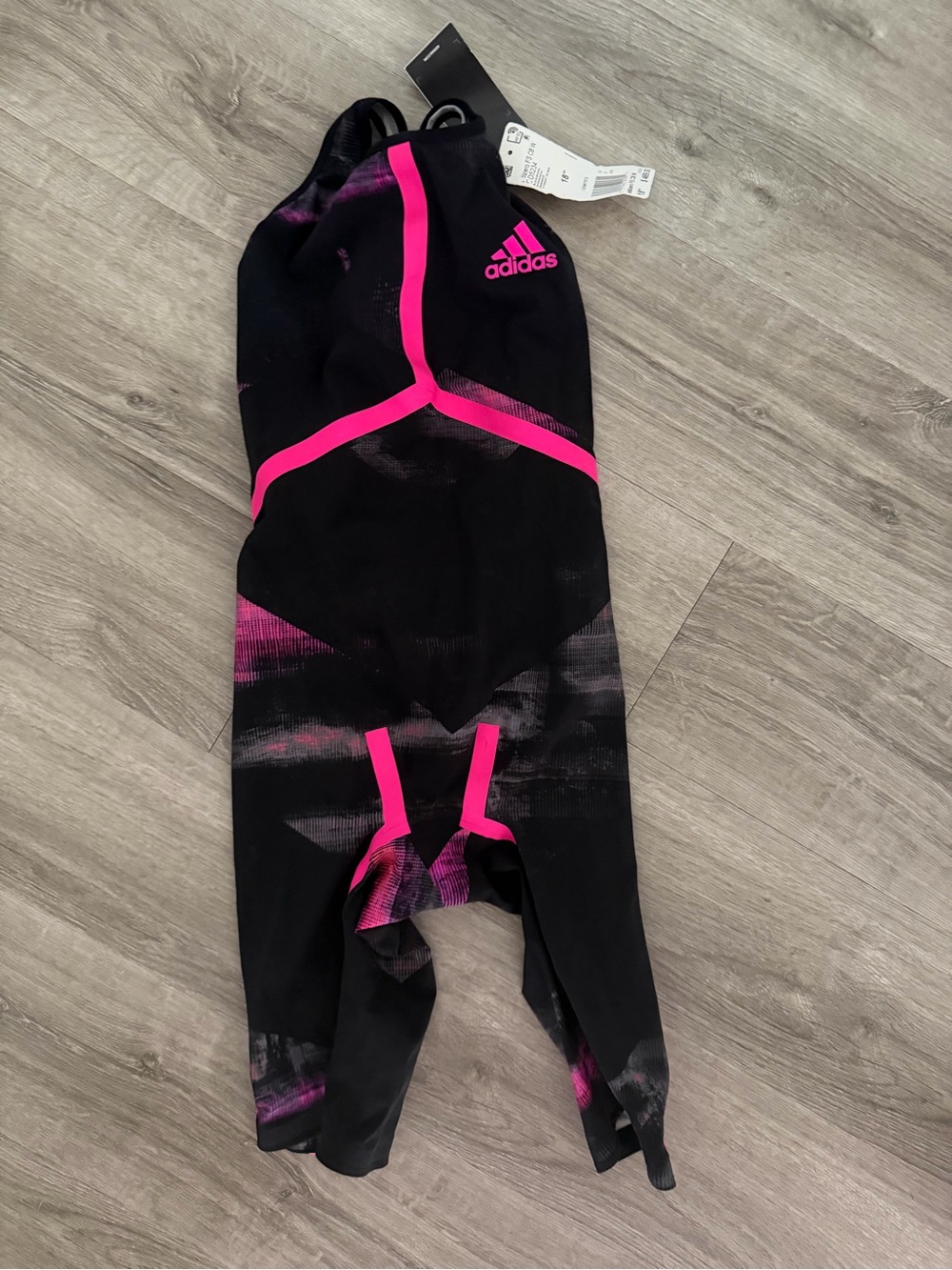 NWT adidas Black One-Piece Swim Tech  with Pink Accents size 18